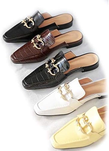 Amazon ローファースリッパ レディース ビット ローファー 踵なし フラット ブローファー 黒 白 ブラック ホワイト ブラウン イエロー クロコ レディースローファー ノーブランド品 ローファー スリッポン