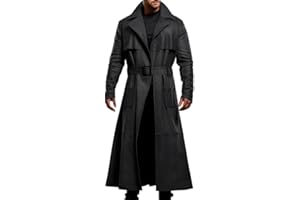 J’Jackin Men’s Long Original Leather Trench Duster Coat Brown Genuine Lambskin Full Length Western Cowboy Overcoat