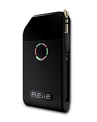 [CSR APT-X] REIIE Bluetooth Receiver, LEDs Display Power Level,Car Kit,with 3.5mm Stereo Output for Speakers, Headphone, TV, PC, iPod, MP3 / MP4, Car Stereo and More(Black)
