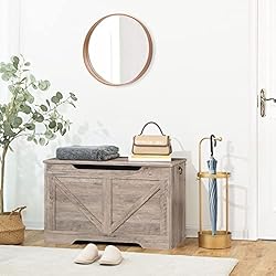 HOOBRO Storage Bench, 29.5” Retro Wooden Storage