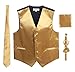 Gioberti Men's Formal 4pc Satin Vest Necktie Bowtie and Pocket Square, Gold, 2X Large