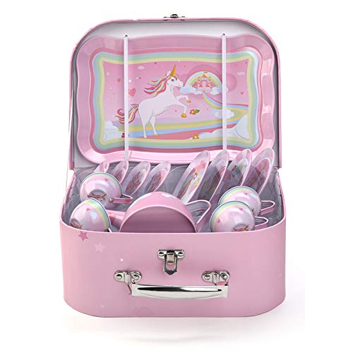 BEIAOSU Zin Teeservice Set Teeset mit Koffer für Kinder Kaffeeservice Kinderküche Rollenspiele Geschirr aus Zinn 24… – Bild 5