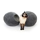 Cat Bed, House, Cave, Nap Cocoon, Handmade pure sheep wool, Dark Grey Size - Large