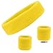 Kenz Laurenz Sweatband Set Cotton Sports Headband Terry Cloth Wristband Moisture Wicking Sweat Absorbing Head Band Athletic Exercise Basketball Wrist Sweatbands and Headbands