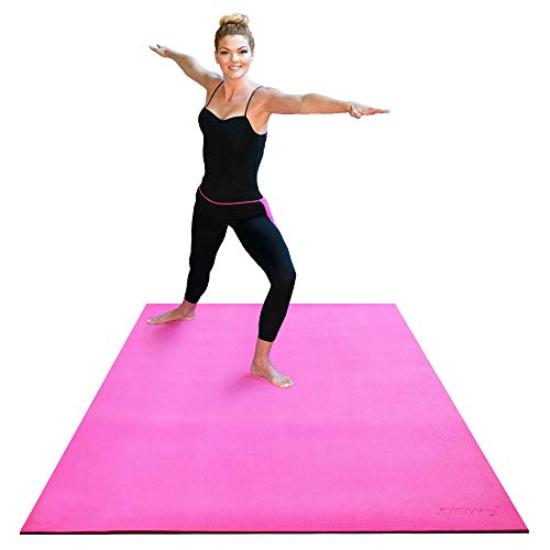 RevTime Large Exercise Mat 7' x 4' (84" x 48" x 1/4") 6 mm Thick, Extremely Durable, High-Density, Non-Slip Gym Mat for Crossfit, Zumba, HIIT, and Yoga Workouts, Pink/Blue - Thumbnail 7