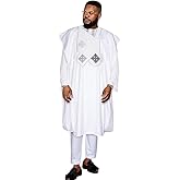 HD African Mens Traditional Heritage Culture 3 Pieces White Outfit Nigerian Man Agbada Embroidery Boubou Caftan Pants Clothes Set 3XL