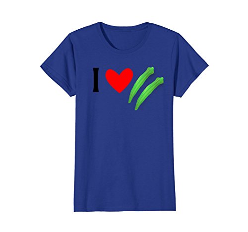 Womens I Love Okra Veggie Tshirt XL Royal Blue