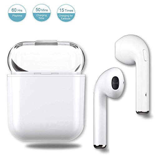 Bluetooth Earbuds, White Wireless Earbuds in-Ear Headphones Hands Free Noise Cancelling Headset Compatible with iPhone XR X 8 8plus 7 7Plus 6 6plus Samsung Galaxy S9 S8 Huawei & Other Android Divices