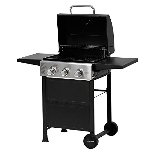 MASTER COOK Classic Liquid Propane Gas Grill, 3 Bunner with Folding Table, Black Gas Barbecues