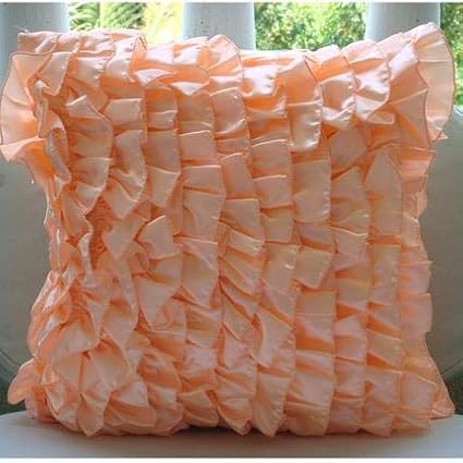 Amazon Com Designer Peach Pillow Covers Vintage Style Ruffles