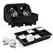 3D Skull Ice Mold for 4 big Skull plus Ice Cubes Tray for 15 ice cubes, 2 Packs Combination in Black, easy release silicon molds
