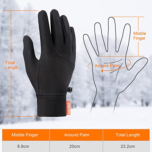 bedee Running Gloves, Thermal Gloves, 2 Pcs Touchscreen Gloves Elastic Fabric Non-slip Winter Cycling Gloves Black for Men Women Running Driving Cycling Climbing Hiking Skiing.(A Pair + Black L)