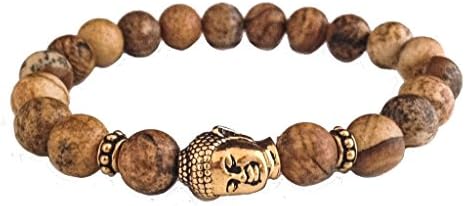 Jasper Stone and 22k Gold Plated Buddha Bracelet By the Artsy Nomad - Sizes Available (7 Inches)