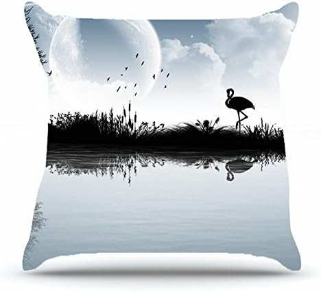 Jarrod Throw Pillowcase 18x18 Inches Cotton Pillowcases Decorative Pillow Cover Case with Hidden Zipper Decor Cushion Covers - Nature lake nature hare rabbit heron reedmace cane Birds Trees night moo