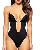 LAZAWG Women's Full Body Shaper Thong Convertible Seamless U Plunge Body Suit