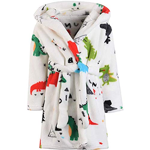 Boys Girls Bathrobes,Toddler Kids Hooded Robes Children's Flannel