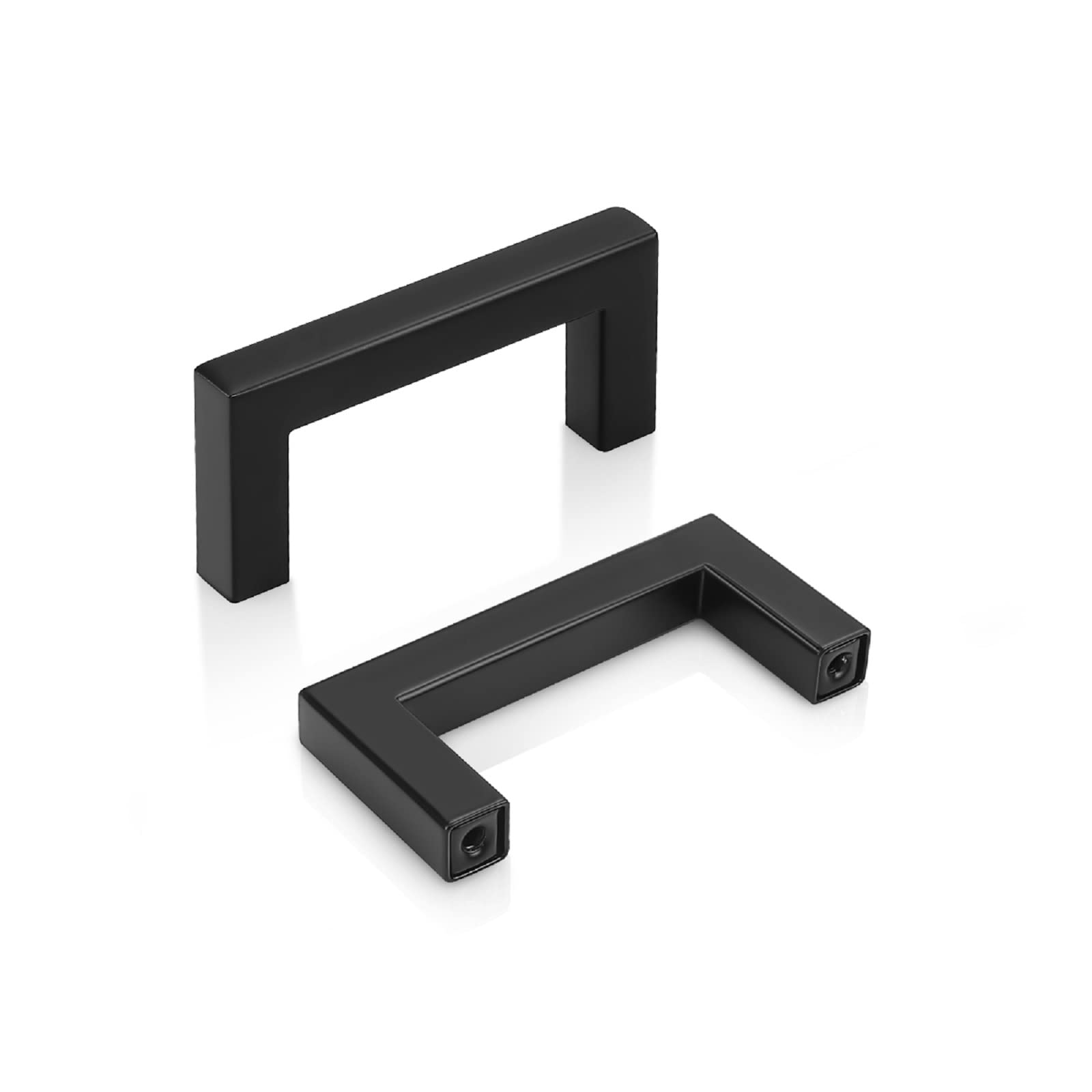 PinLin 10 Pack Kitchen Door Handles 64mm Hole Centre Flat Black Cabinet Handles Stainless Steel Square Cupboard T Bar Handle (Screws Included) — image 1