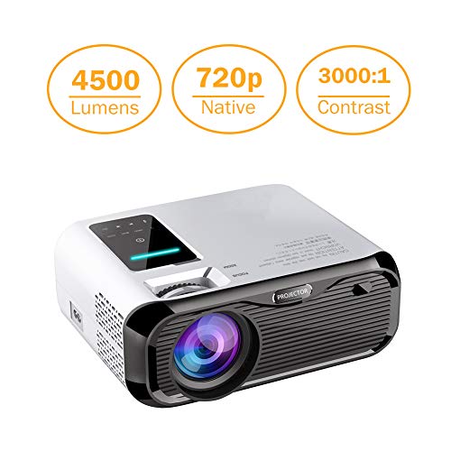Projector Mini LED Video Projector Home Theater Supporting 1080P Compatible with HDMI/USB/TF Card/VGA/AV and Smartphone (E500-Basic)