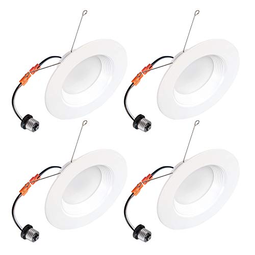 OSTWIN Recessed Lighting, Led 6-inch Can Pot Lights for Ceiling, Round Downlight Retrofit Kit Fixture, Baffle Trim, 12W (100 Watt), 5000K (Daylight) Dimmable, (4 Pack) ETL & Energy Star Listed