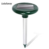 Letsfunny Powerful Solar Powered Ultrasonic Repeller deratization Outdoor Pest Control , Repel Mole Voles Gopher Mice and Rats Ultrasonic Animal & Pest Repeller - [UPGRADED VERSION]