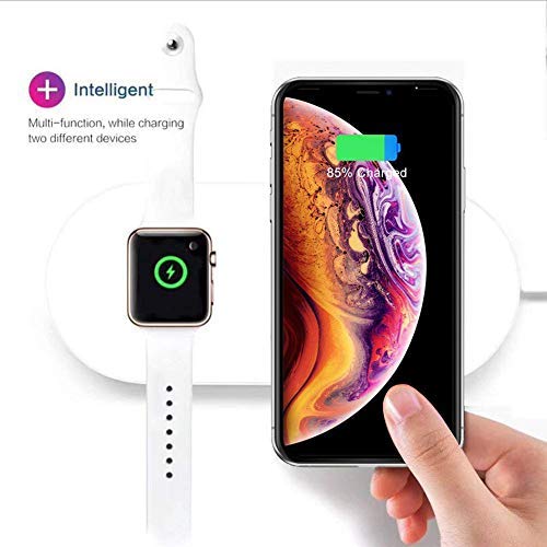 Wireless Charger for Apple Watch Wireless Fast Charging Pad, 2 in 1 Stand Charging Pad Compatible with Apple Watch Series 1/2/3,iPhone XR/XS Max,Samsung Galaxy Note 8/S8 Plus/S7 Edge & Qi-Enabled Phone (Beige)