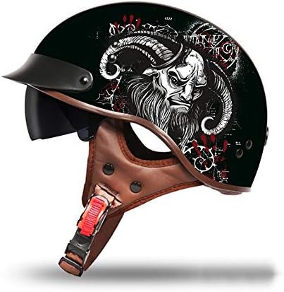 Yyou Motorcycle Half Face Helmet, Adjustable DOT Approved Crash Helmet Motorcycle For Men Women Bike Cruiser Chopper