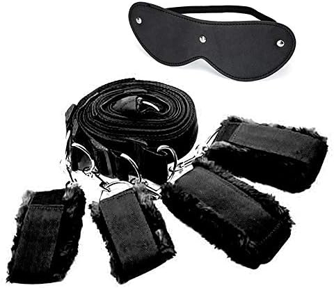FriskyNite™ Premium Bed Restraint System Kit Medical Grade Strap with Soft Furry Comfortable Wrist and Ankle Straps