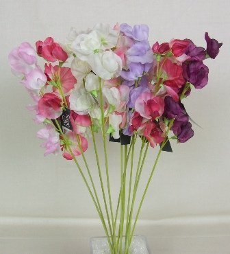 Artificial Silk Sweet Pea Bundle - 40cm, Mixed Colours, Bunch of 12 stems by JustArtificial