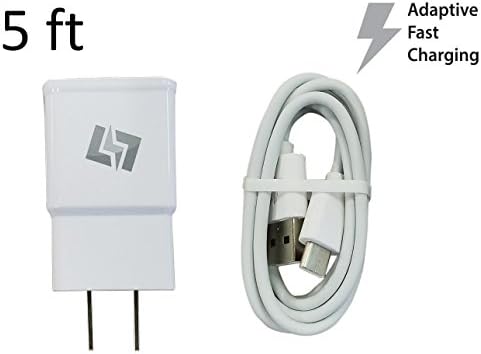New FAST Adaptive Rapid Wall Charger Adapter+5 Foot USB C Cable for Samsung Galaxy S8 S8+ S9 S9+ Note 8 Google Pixel XL 2 LG v20 G5 G6 Motorola Droid Z Turbo Z2 Play Force