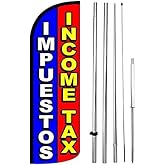 4 Less Co IMPUESTOS INCOME TAX Windless Swooper Flag Feather Banner Sign 15 ft Tall Pole Kit bq98-h