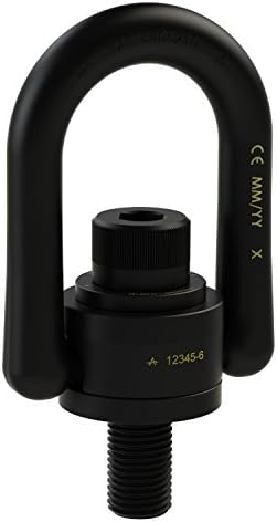 American Drill Bushing33103 Heavy Duty Swivel Hoist Ring, Alloy Steel w/ Black Oxide finish, G Thread Size 3/4"-10, 7000 lbs Working Load Limit, 7-23/64" Height, 1-7/16" Thread Length