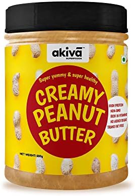 AKIVA LOVE Superfoods Creamy Peanut Butter, 500 g (Unsweetened, Non-GMO, Gluten-Free, Vegan)
