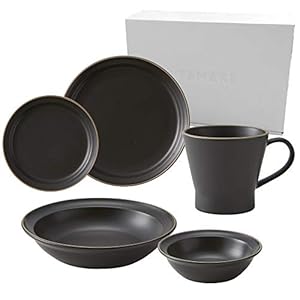 TAMAKI エッジライン 1人暮らし 食器セット ブラック マグカップ350ml ボウルS 300ml カレー&パスタ皿700ml T-924969