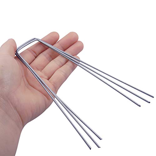 Quality Yes QY 20PCS 6Inch Heavy Duty Galvanized Garden Stakes Tent Stakes U Shape Lawn Landscape Staples Tent Pegs Pins