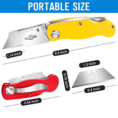 4PACK Box Cutter Folding Utility Knife Heavy Duty Metal Carpet Knife