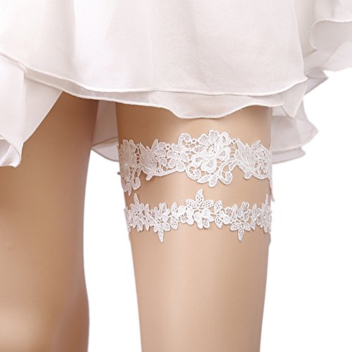 White Lace Garter Set Wedding Garters for Bride Bridal Garter Plus Size for Prom