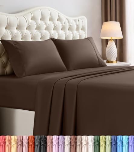 Utopia Bedding Queen Bed Sheets Set - 4 Piece Bedding - Brushed Microfiber - Shrinkage and Fade Resistant - Easy Care (Queen, Brown)