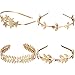 4 Pieces Gold Leaf Headband Greek Headband Roman Tiara Crowns Star Bridal Hair Accessories with Faux Pearl for Wedding Party