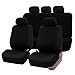 FH Group Car Seat Covers Flat Cloth Multifunctional Full Set Black Automotive Seat Covers,Airbag and Split Rear Car Seat Cover Universal Fit Interior Accessories for Cars Trucks SUV Car Accessories