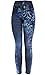 KMystic Women's Denim Print Fake Jeans Leggings (Blue Rose)