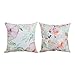BLEUM CADE Square Throw Pillow Case Decorative Cushion Cover Pillowcase Cushion Case Peonies Throw Pillow Covers Watercolor Floral Flower Decorative Pillow Case for Sofa Bed Chair Set 2, 18 x 18