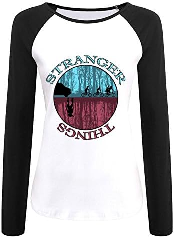Abelmu Stranger Things Upside Down Kyle Dixon &amp; Michael Stein Silhouette Chasee Raglan Long Sleeve Baseball Shirt For Womens