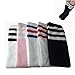 Child Baby Girls Boys Solid Color Striped Sport Knee High Socks 2-5 Pairs for 3-8 years (2 pairs black and white)