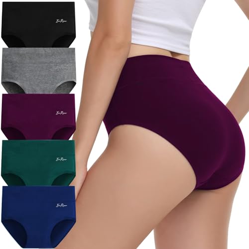 Unterwäsche Frauen Set Baumwolle Hohe Taille 5er Pack Mehrfarbig L