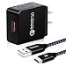 Quick Charge 3.0 Wall Charger, iSeekerkit USB Wall Charger Portable Travel Adapter Qualcomm QC 3.0 Fast Block with 6ft USB C Charger Cable Compatible for Samsung Galaxy S9/S8 Plus/HTC 10/Moto