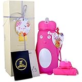 ZZ W500-P 500ML Kids Cartoon Water Bottle, Collapsible Silicone Water Bottle, Sport Water Bottle, Outdoor Water Bottle, Portable Light Weight, Medical Food Grade, BPA Free, FDA Approved, 17 OZ. Pink