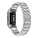 SHANGPULE Bling Bands Compatible with Fitbit Charge 4 / Charge 3 / Charge 3 SE bands, Replacement Strap with Rhinestone Bracelet Wrist Band Accessories Women Man Large Small(Silver)