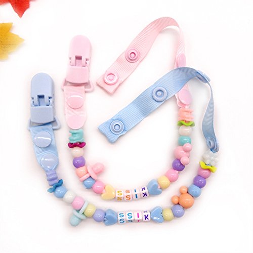 EVINIS 2 Pcs Plastic Customized Pacifier Clips DIY Dummy Baby Nipple Teeth Clip Funny Pacifiers Chain Holder Gift Package (Red and Green)