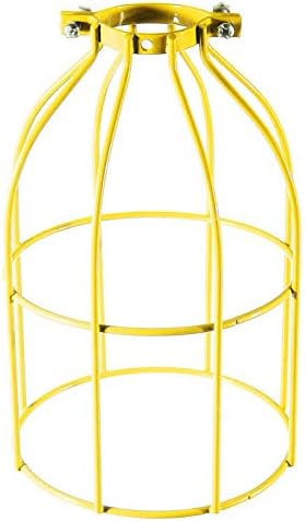 Industrial Wire Iron Bird Cage - Vintage Ceiling Fan Light Covers Metal Bulb Guard Holders - Pendant Birds Cage Diy Lighting Clamp On Steel Lamp Cage Ceiling Fixture Shade for Hanging Lights, Yellow