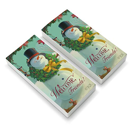 Christmas Holiday Welcome Friends Snowman Eraser Set of 2